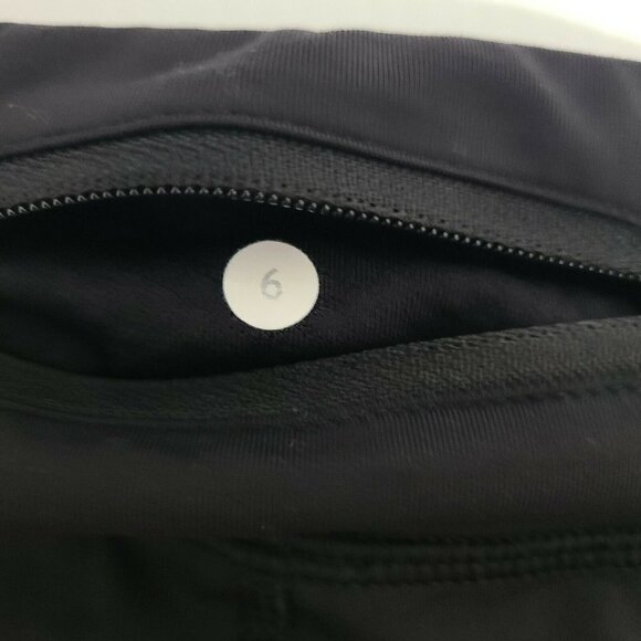 Lululemon 6 Run For Your Life Black Ruched Ruffle Side Back Pocket Crop Leggings - Picture 9 of 11